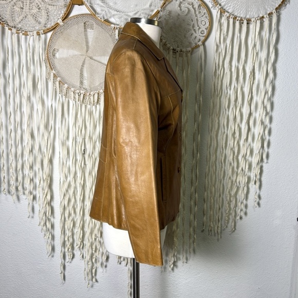 Mossimo Vintage Tan Leather Blazer Jacket Size M - Picture 3 of 13